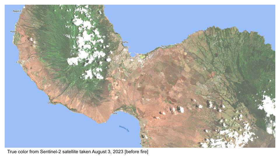 Sentinel-2 image of Maui before fire