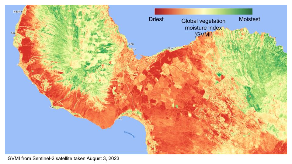 False color GVMI image of Maui before fire