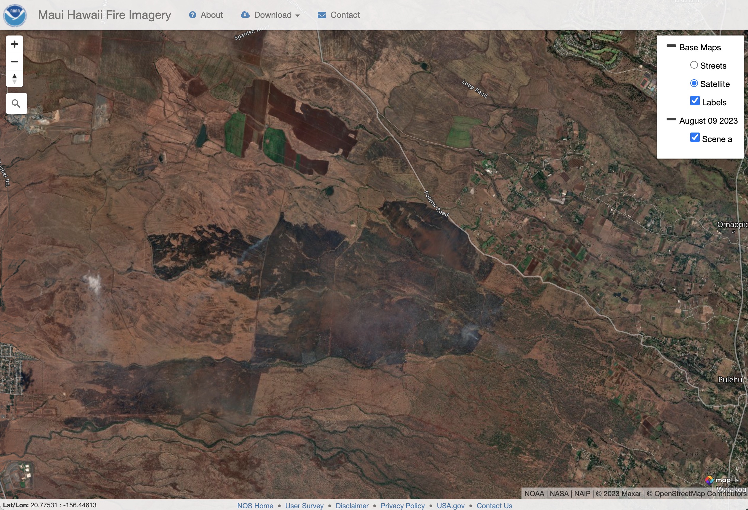 Maxar image of Kula fire